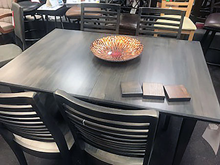grey amish rectangel table with grey chairs 